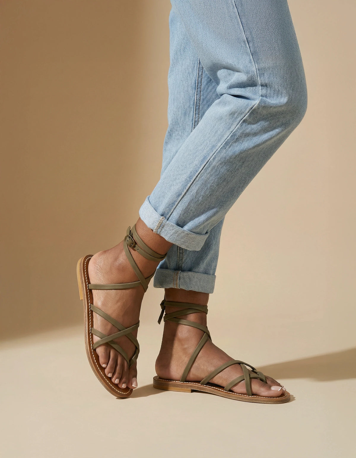 Zenobie - Cuir Nubuck Kaki